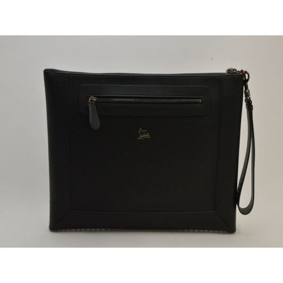 Christian Louboutin Peter Pouch Spike Stud Clutch Bag Black - Picture 2 of 8